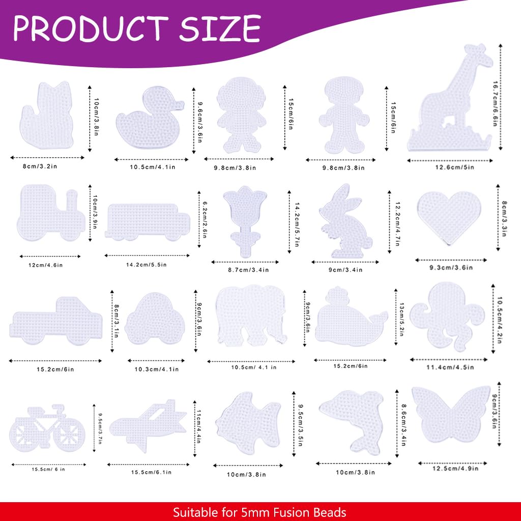 PATPAT 20Pcs Fuse Beads Pegboards Cartoon Pegboards Accessories Kit for Fuse Beads Art Cartoon Pegboards Plastic Mixed Shaped DIY Fuse Beads Pegboards for DIY Craft, Keyring Charms, Bag Charms PATPAT 20Pcs Fuse Beads Pegboards Cartoon Pegboards Accessories Kit for Fuse Beads Art Cartoon Pegboards Plastic Mixed Shaped DIY Fuse Beads Pegboards for DIY Craft, Keyring Charms, Bag Charms